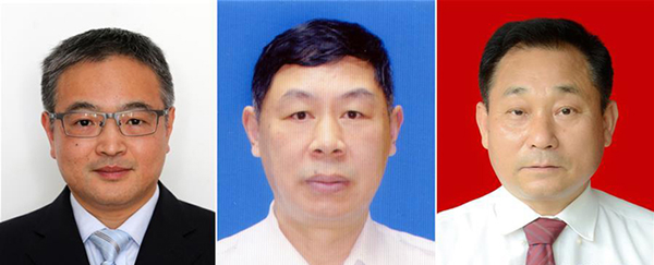 图为黄群、宋月才、姜开斌三位同道的肖像（由左至右）。